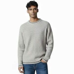 Vintage Timberland Chunky Lambswool Sweater - Cream Knit Red Trim - Men’s Medium